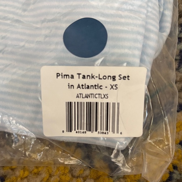 Lake Pima Cotton Tank- Long Set in Atlantic Blue Stripes - XS - Picture 4 of 5